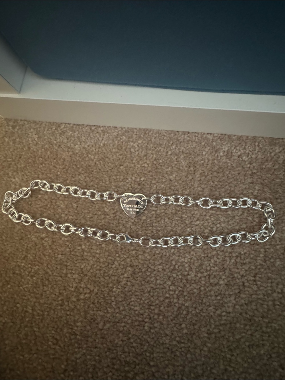 Silver Heart Tag Chain Necklace